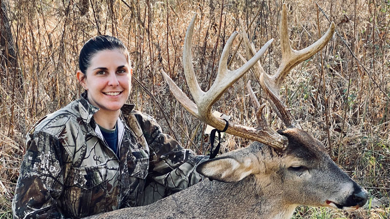Kylie Brown took down a 12-point trophy buck her brother-in-law had been after near her home in Richland Parish on December 22.