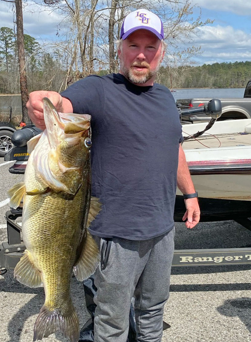 Mark Hedge of West Monroe hooked this Caney Lake 10.86 pounder on March 20, 2021.
