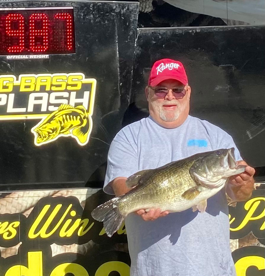 Steve Ruschmeier of Slidell fished the Big Bass Splash tournament at Toledo Bend on May 14 and landed this 9.87-pound largemouth bass.