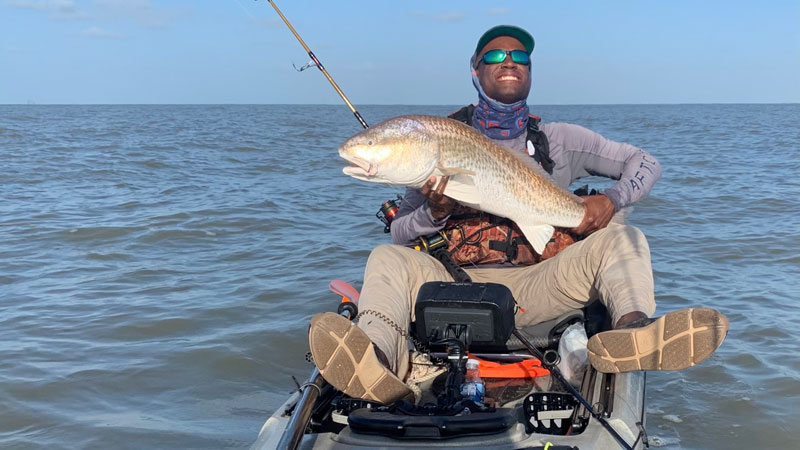 Bull red caught from a kayak