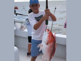 Chance Pecoraro caught this beautiful red snapper on cut mackerel in July.