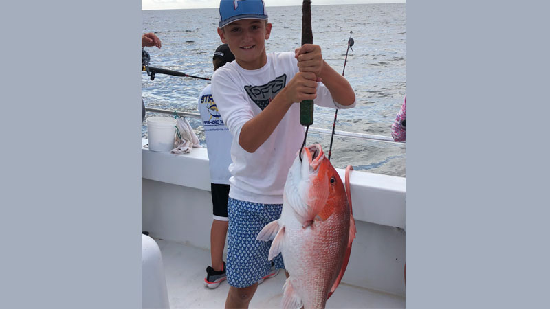 Chance Pecoraro caught this beautiful red snapper on cut mackerel in July.