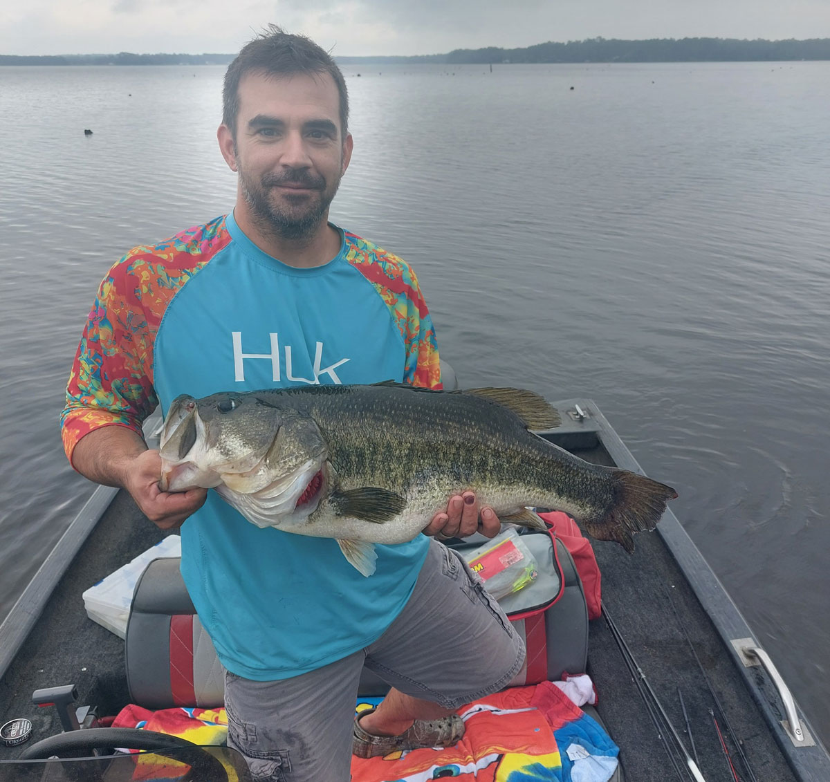 Ricky Sharbeno of Anacoco hooked this 12.50-pound lunker bass at Vernon Lake.