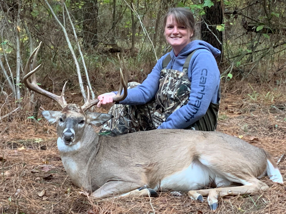Misty Wood harvested this big 9-point buck on Nov. 13 at her family’s property in Lincoln Parish.