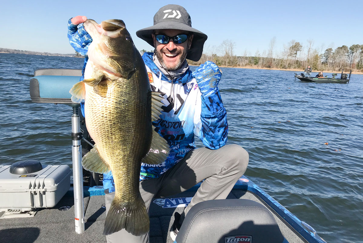 Randy Howell was on fire with this 10-pound, 11-ounce Caney giant, setting an MLF tournament record. Howell then landed a 12-14 on Bussey the next day to break the record once again. (Photo courtesy Major League Fishing)