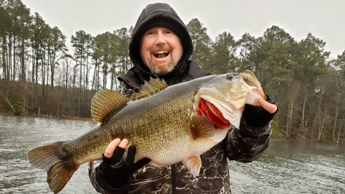 Jared King was all smiles with his personal best 13.01-pound behemoth largemouth that he caught from the waters of Caney Lake.