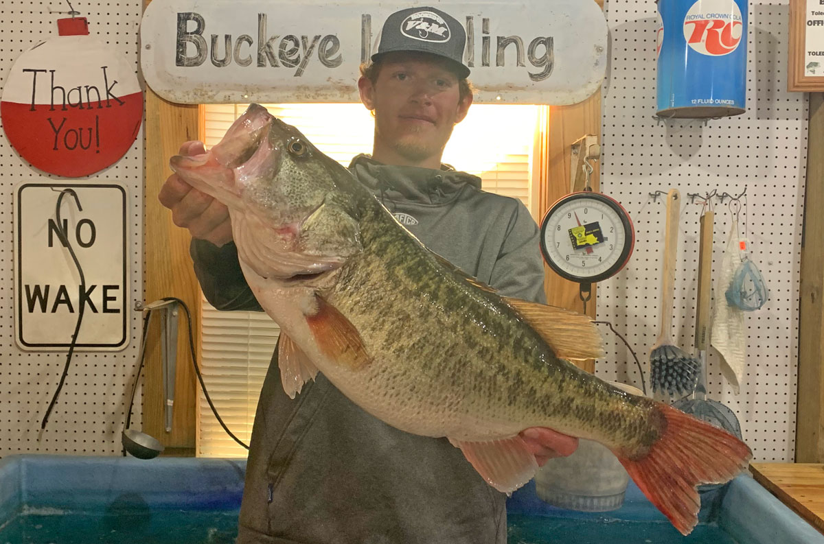 Cole Moore of Anacoco caught this 10.27-pound bass on March 12 while fishing in an Outlaw Outdoors tournament with his father.