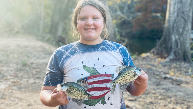 A little bit of jigging in a tree top paid off for Heidi Crawford. She caught these fish on Nov. 24, 2021 at Brushley Lake in Jonesville.