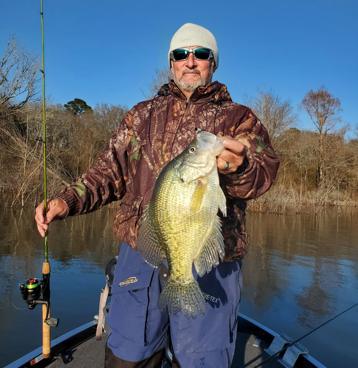 Shane Hodge with his 3.65 slab white crappie from Bussey Brake.
