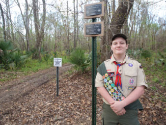 Corbin Marks, from Troop 51 in Opelousas, refurbished the Sherburne WMA Nature Trail for his Eagle Scout project. (Photo courtesy LDWF)