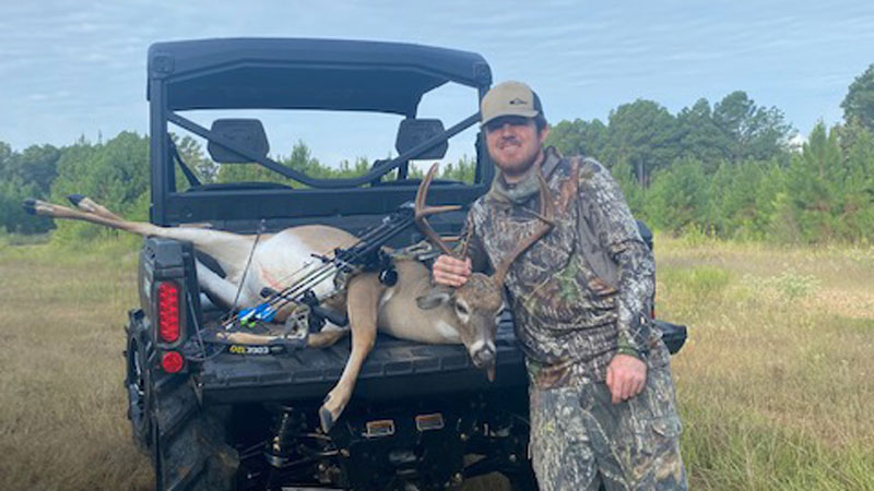 Brandon Rushing with the buck he killed on Oct. 1, 2021 in Bossier Parish.