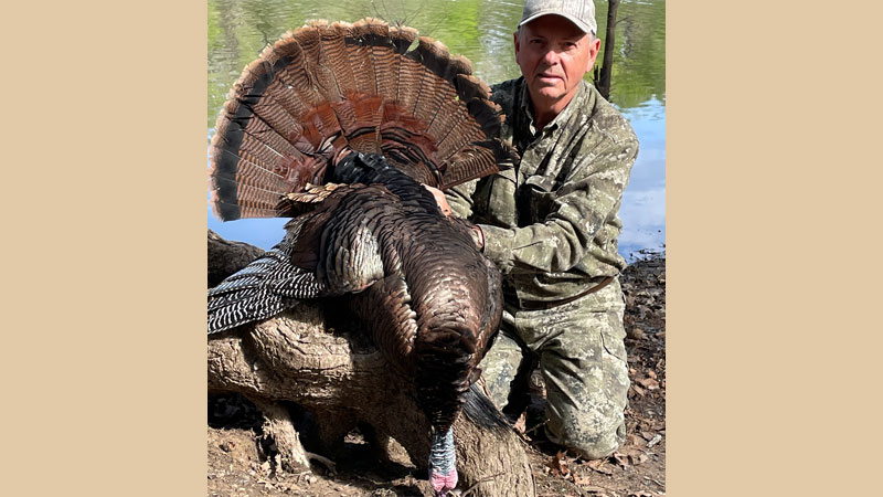 Don Campbell with the gobbler he took on April 15, 2022 in Webster Parish. It had a 10 1/2-inch beard, 1 1/4-inch spurs and weighed 23 pounds.