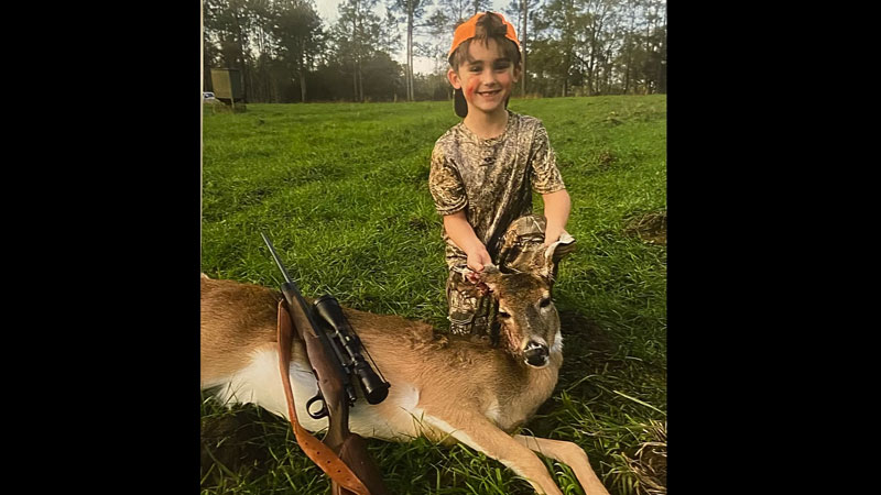 Jack Vaccaro, 7, of New Orleans shot his first deer with a Remington 270 over New Year's weekend at his aunt and uncles property in Poplarville, Mississippi.