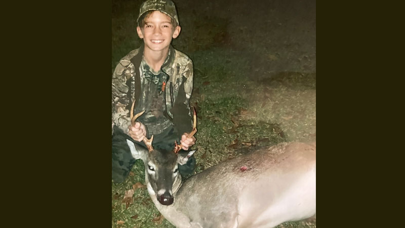 Eleven-year-old Mason Schittone from Central killed his first buck in West Feliciana Parish.