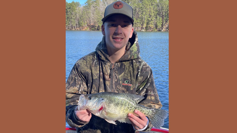 Kyler Ray, 14, of Minden caught this 2-pound 7-ounce crappie on Lake Claiborne.