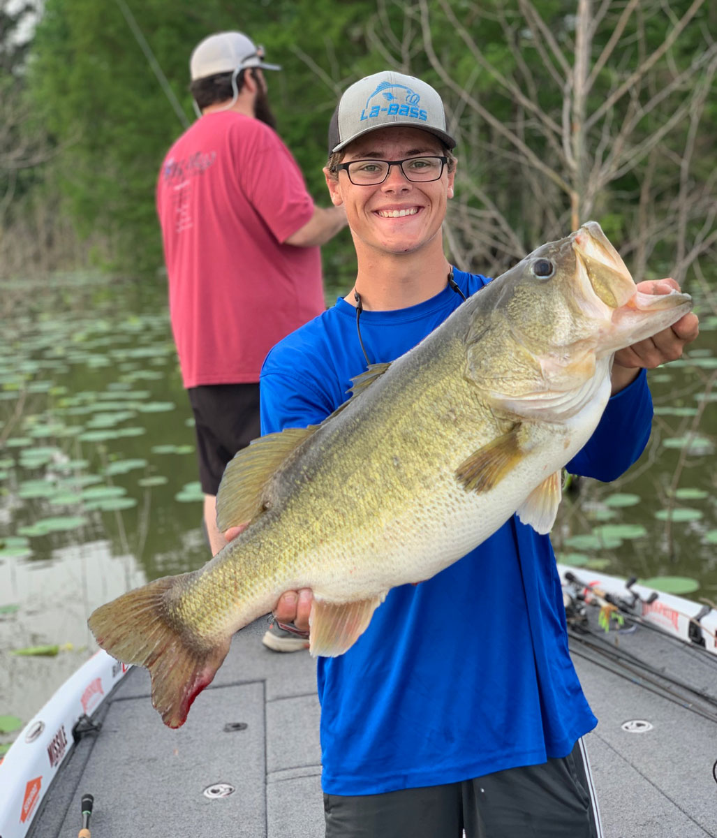 Hunter Hamilton played hooky from school on May 2 and ended up catching this 12.63-pound bass at Bussey Brake.
