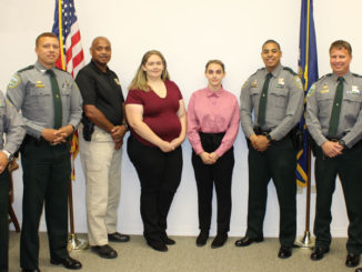 (From left to right) Corporal Jason Sanchez, Senior Agent Nelson Kennerson, Lt. Stan House, Erica Bonvillain (Nicholls State), Brittany Stroh (SLCC), Corporal Anthony Corner, Sgt. Ryan Faul and Corporal Jake Darden. (Photo courtesy LDWF)