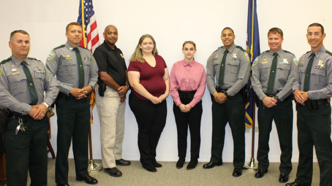 (From left to right) Corporal Jason Sanchez, Senior Agent Nelson Kennerson, Lt. Stan House, Erica Bonvillain (Nicholls State), Brittany Stroh (SLCC), Corporal Anthony Corner, Sgt. Ryan Faul and Corporal Jake Darden. (Photo courtesy LDWF)