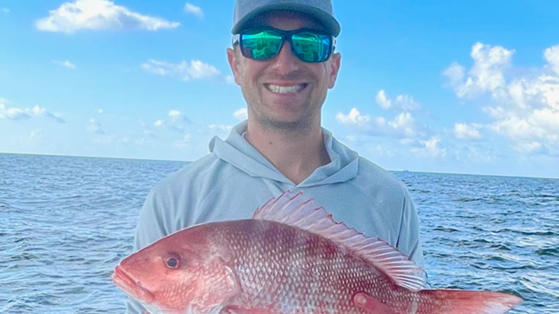 A red snapper caught 30 miles out from Port Fourchon on May 29, 2022.