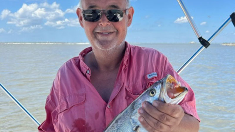 Adrias Mier of Slidell with a 3.91-pound trout caught on Bridge Side Marina's live shrimp at the rock jetties in Grand Isle on May 29.