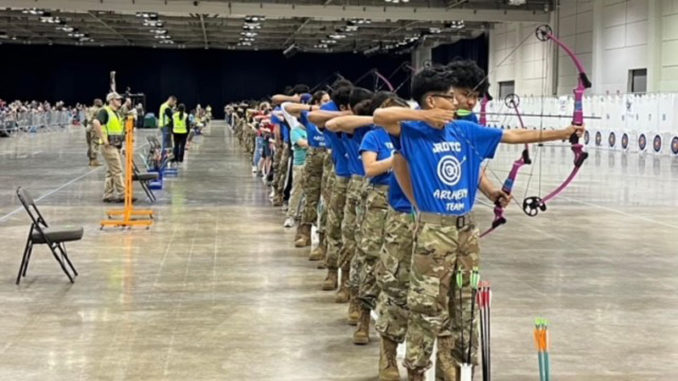 Competitors in an Archery in Louisiana Schools tournament event. (Photo courtesy LDWF)