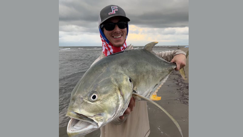 Dominick Marchiafava with a jack crevalle caught out to Elmer's Island on May 16. It took 45 minutes with 20-pound line to land the big fish.