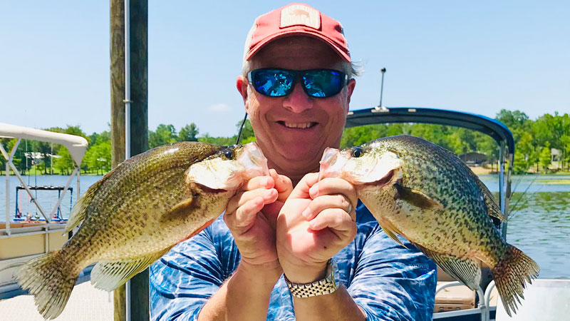 Bill Eroche is loving the sac-a-lait bite in Many on his Toledo Bend fishing trip.