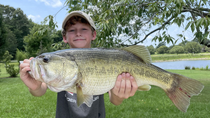 Eli Malley, 10, caught this nice largemouth bass on a July afternoon in his backyard in West Feliciana Parish.