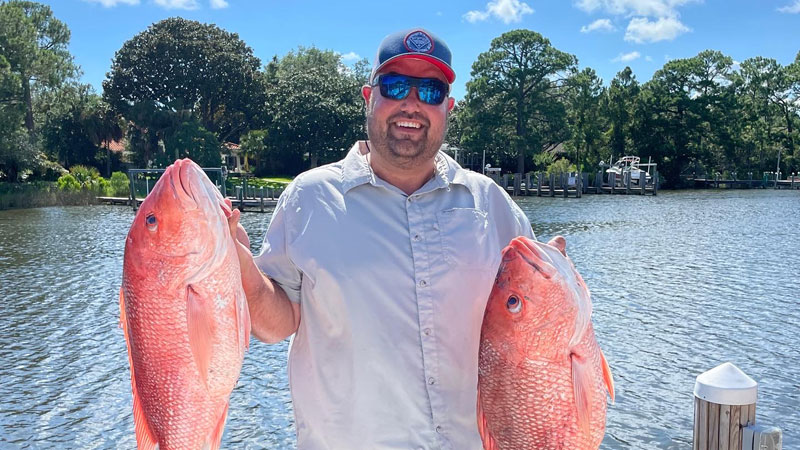 Paul Mallamaci with some red snapper caught on July 24, 2022 in Destin, Florida.