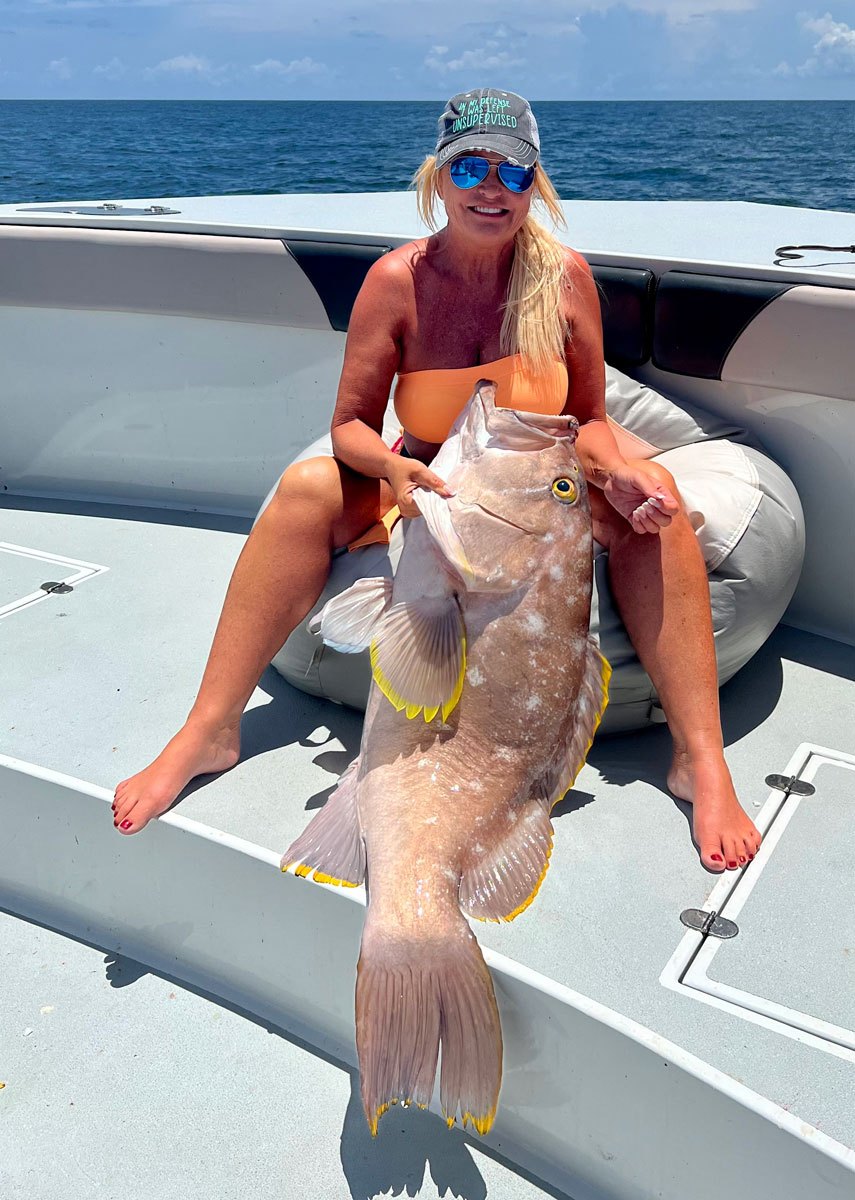 Sue Beiriger was fishing out of Grand Isle on July 16 when she hooked into a 42.95-pound yellowedge grouper.