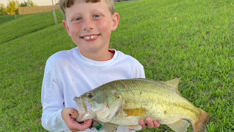 Kaze Breaux caught this bass in a neighborhood pond in Gonzales, La., using a custom crankbait that he painted himself!