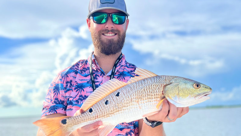 Justin Webb was sporting his lucky Louisiana Sportsman hat when he landed this redfish with beautiful spots on July 23, 2022 in Delacroix.