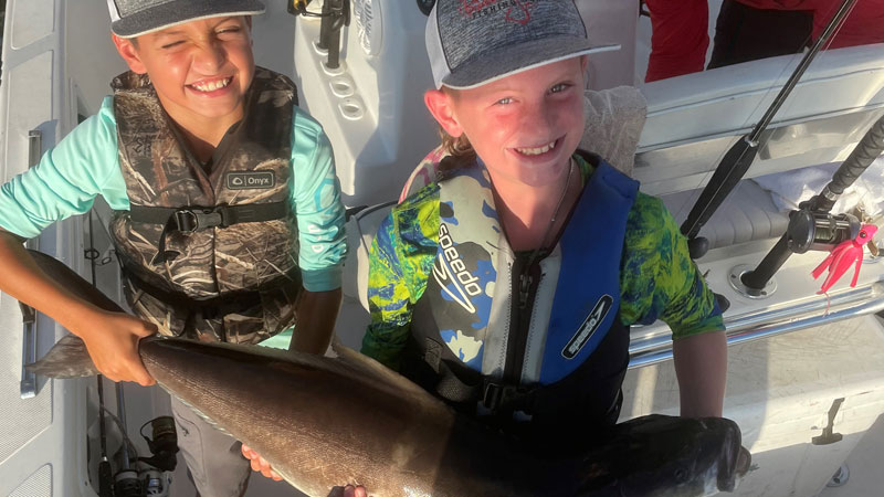 Drake Duet and Preston Pizzolato with a big cobia caught on July 9.