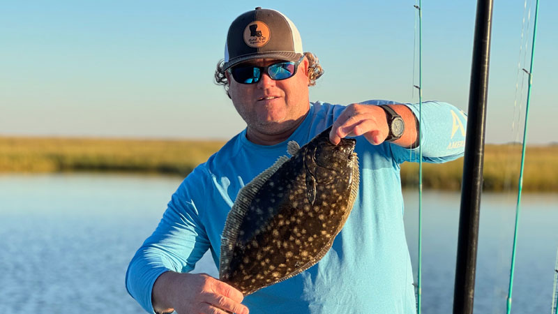 Jeff Bell III with a nice flounder caught Oct. 1, 2022 in the Biloxi Marsh.