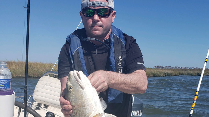Erick Crew, a local veteran from Baton Rouge, was taken fishing for his first time by his life long friend Christopher Baumann.