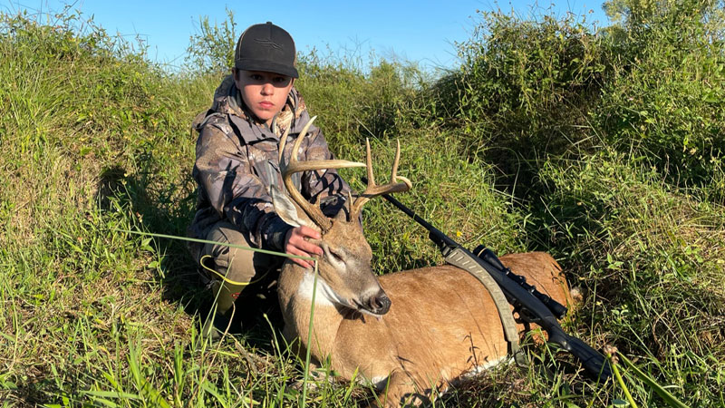 Ethan Defelice with an 8-point buck taken on Oct. 1 in St. Mary Parish.