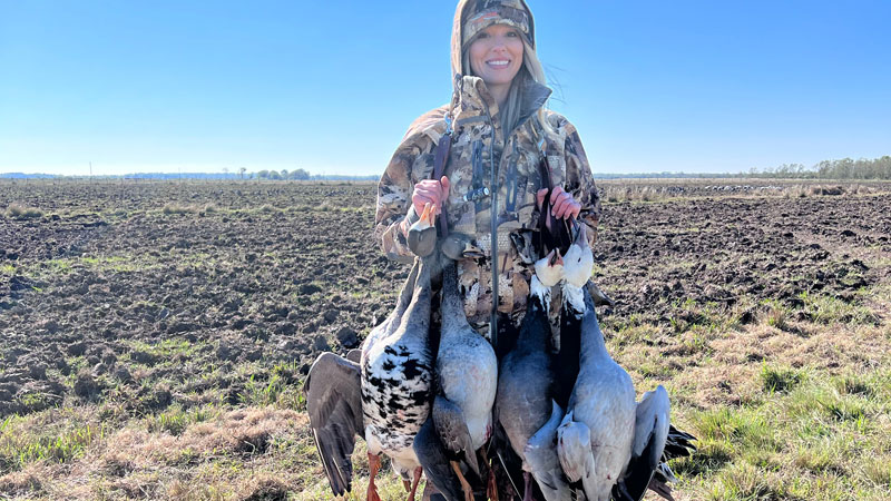 Amanda Woodard after a successful hunt on Nov. 13, 2022 in Kaplan, La., with Easy E’s Guide Service.