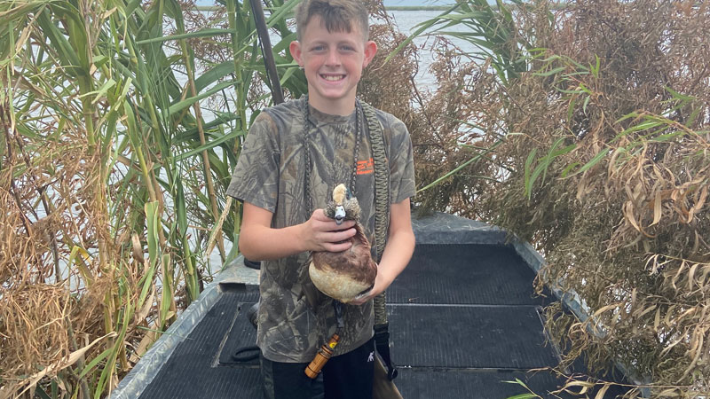 Blaze Frisch of Belle Chasse killed his first male widgeon in Venice on opening day of youth weekend.