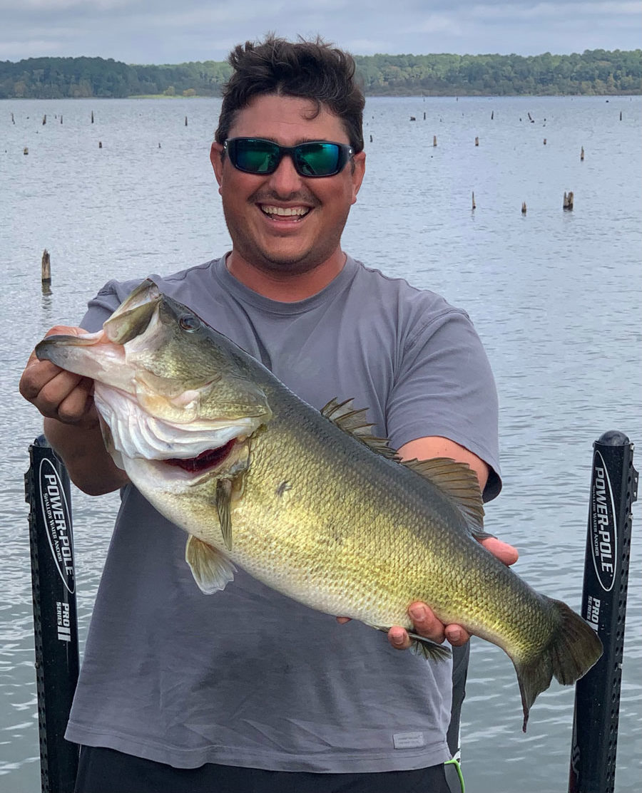New Iberia native Ben Suit has a firm grip on a 10.75-pound bass he caught on a buzz bait Oct. 16 while fishing a two-day Louisiana Bass Cats tournament at Toledo Bend.