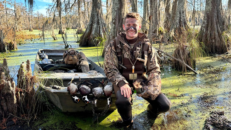 Brady Foreman, 14, with wood ducks taken by him and his father during a Thanksgiving week hunt on his grandparent's property in Grant Parish.