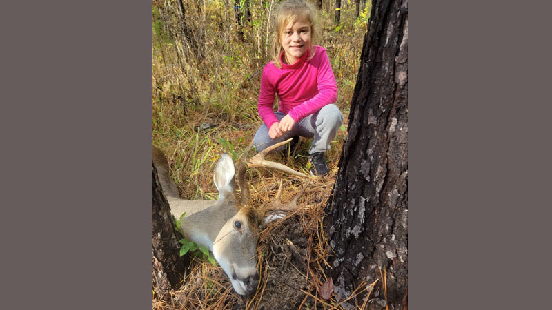 Sriya Hebert, 8, loves the outdoors, hunting, fishing, gardens, camping out.