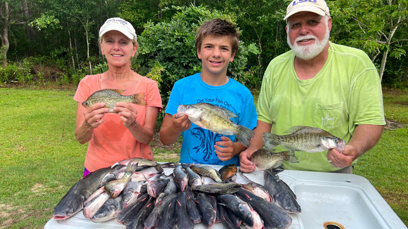 My bride Dee Dee, my grandson Austin and myself, Jim Bates, decided to chase the catfish on the Tchefuncte River in Madisonville on June 22.