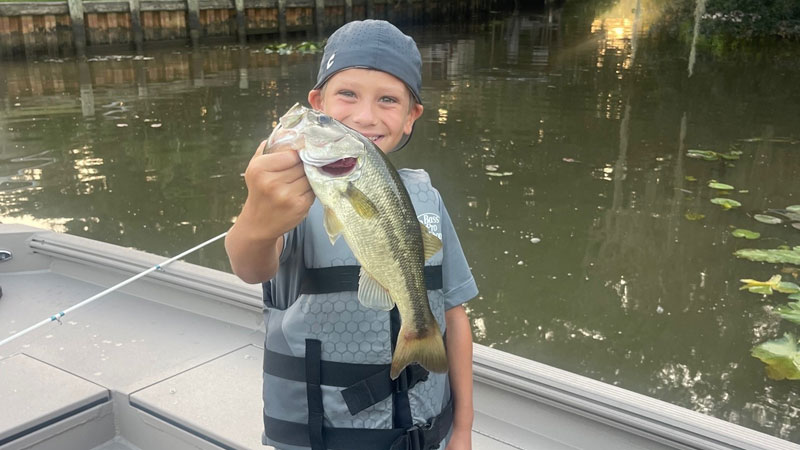 Mid-summer bass fishing for Jase