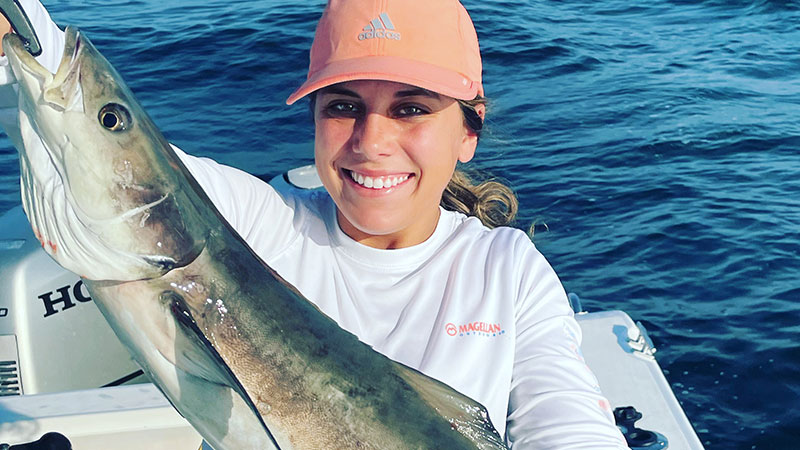 Brittany Bourgeois of Thibodaux caught her firs cobia fishing out of Grand Isle on June 11, 2023.