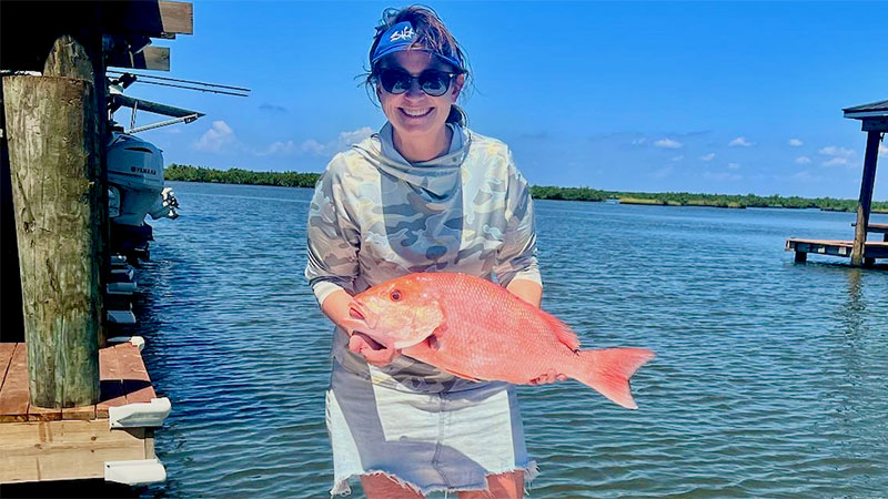 Liz Murrill, the Republican Party of Louisiana’s nominee for Attorney General, with a mess of red snapper.