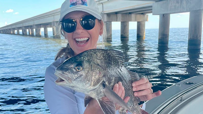Arin Ricks caught this black drum in Lake Pontchartrain at the Northshore side of the Causeway Bridge bouncing market shrimp off the bottom in early September.