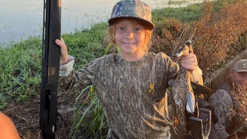 Six-year-old Hadley Firestone went on her first hunt of the season and refused to leave the duck blind.