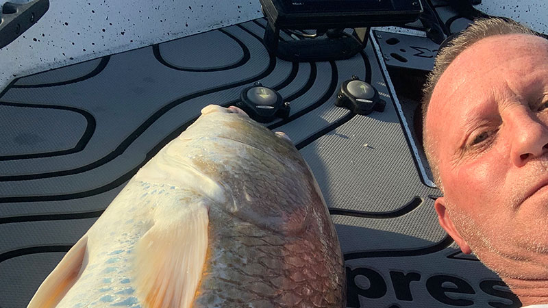 Johnny Ray of Bridge City, Tex., caught this 42-inch redfish Sept. 7 on north Sabine Lake.