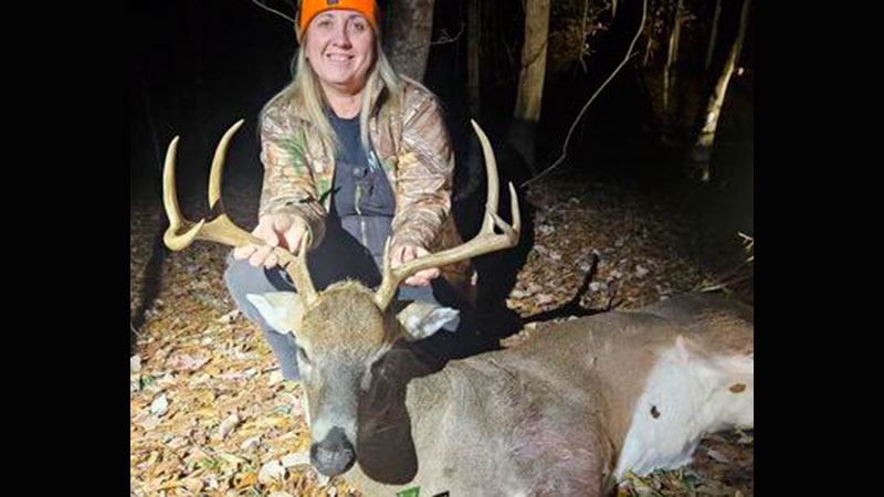 Misty Morgan harvested this wide 8-point with her 30-06 left handed bolt action rifle on Dec. 10, 2023 on private property in Natchitoches Parish.