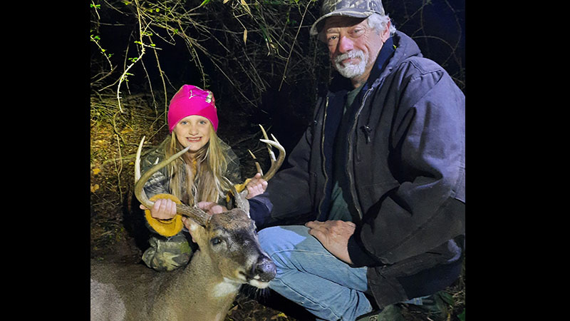 Lillie Chandler, 9, of Pride shot her first deer, this East Baton Rouge Parish 10-point, on Dec. 19, 2023 with her grandfather.